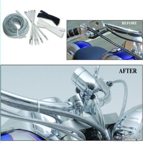 Baron Custom Accessories Motorcycle Wire Hose Cable Dress Up Kit Chrome BA-8200M