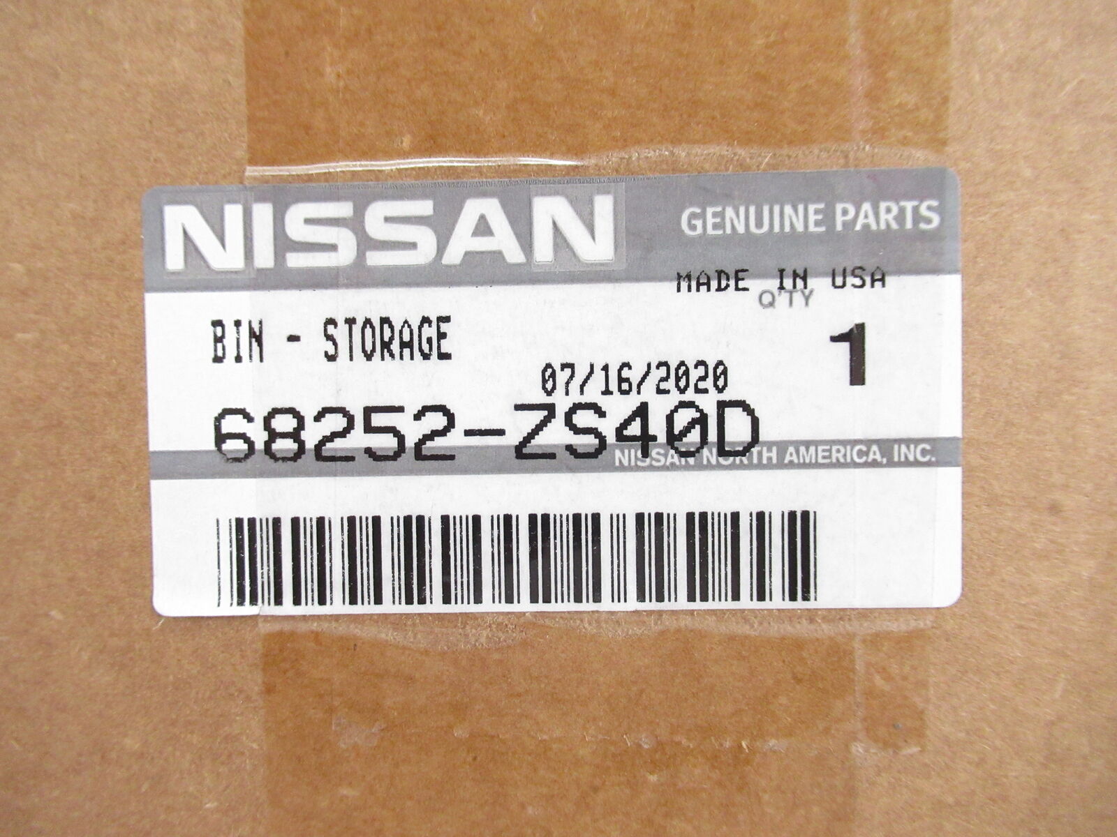Genuine OEM Nissan 68252-ZS40D Instrument Panel Storage Compartment Steel Gray