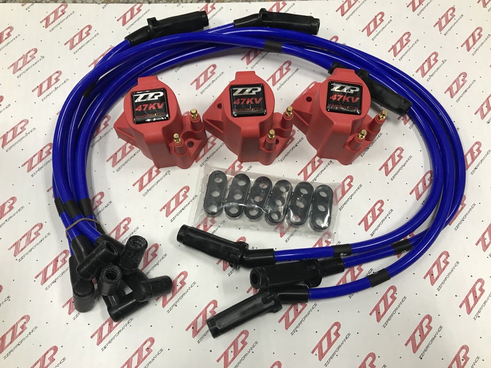 ZZPerformance 3800 High Voltage Coil Packs + 10.5mm Blue Spark Plug Wire Combo
