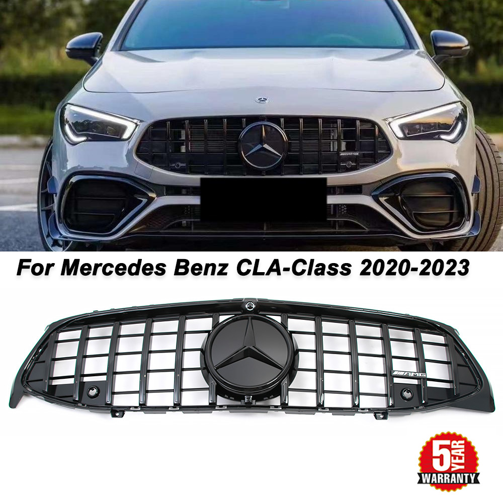 Black GTR Style Grille For Benz CLA-Class W118 2020-2023 CLA180 CLA250 CLA35 AMG