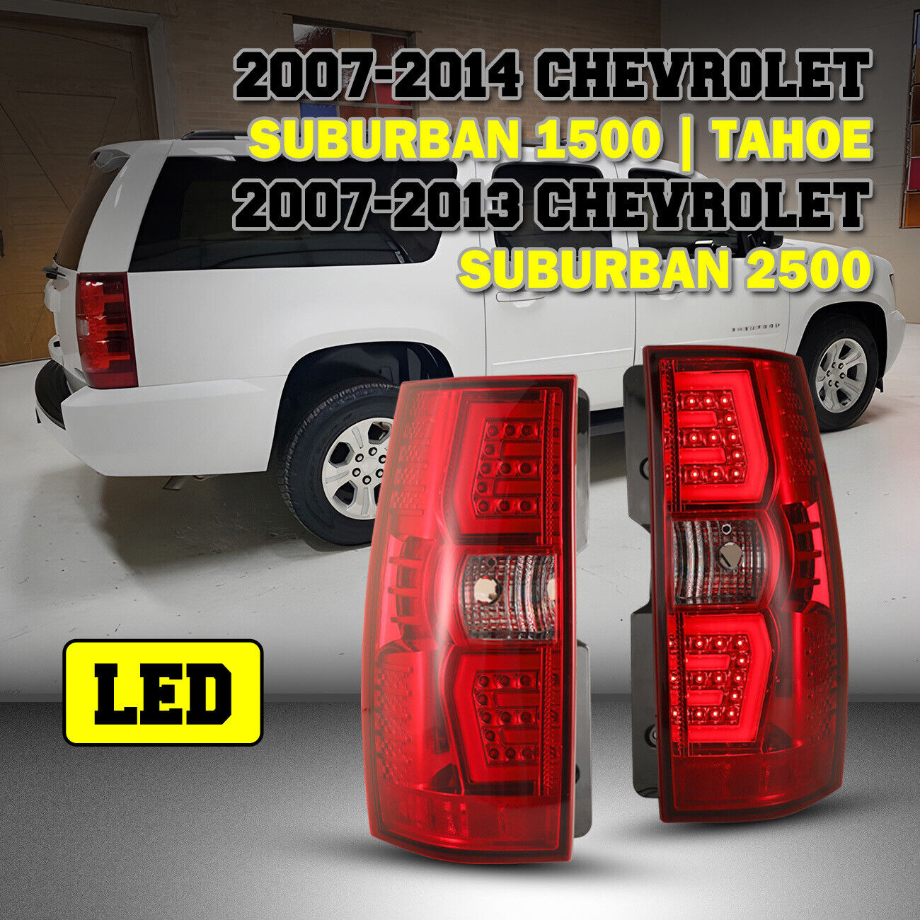Red Lens LED Tail Light for 2007-2014 Chevy Suburban 1500 2500 Tahoe Sequential