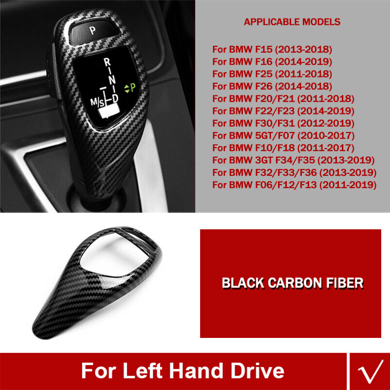 For BMW F30 F20 F10 F15 F25 X5 X3 Carbon Fiber Style Gear Shift Knob Cover Trim