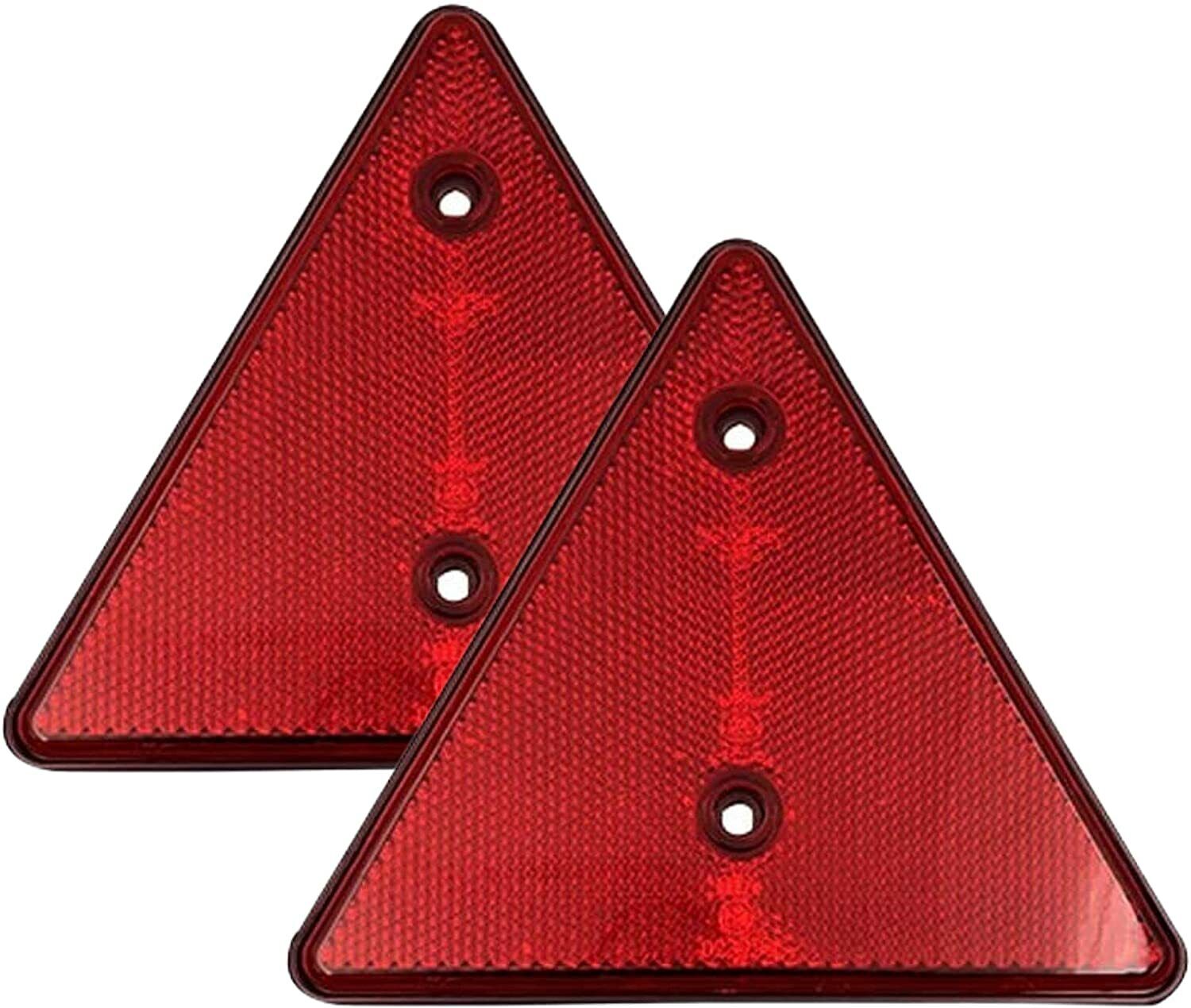 2x Red 6.3” Triangle Reflector Screw-Mount Triangular 2 Holes Trailer Truck