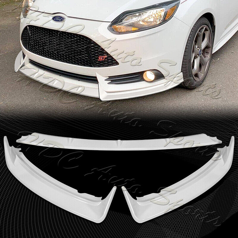 For 2012-2014 Ford Focus ST MK3 GT-Style Painted White Front Bumper Spoiler Lip