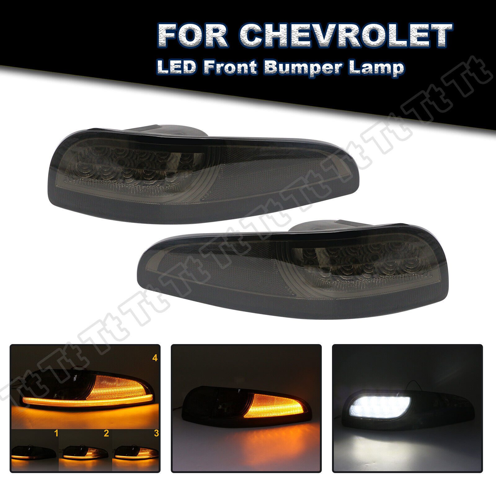 For 97-04 Chevy Corvette C5 Sequential LED Front Turn Signal Lights Corner Lamp