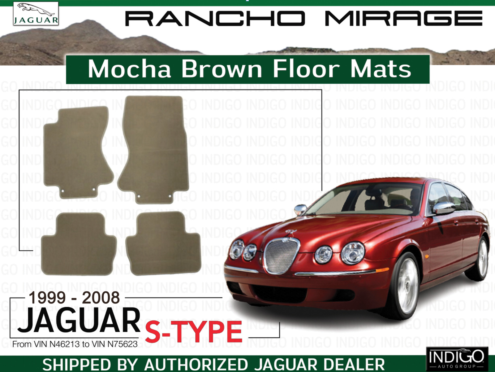 NEW Jaguar S-Type Mocha Brown Floor Mats 1999-2008 XR853917AMB