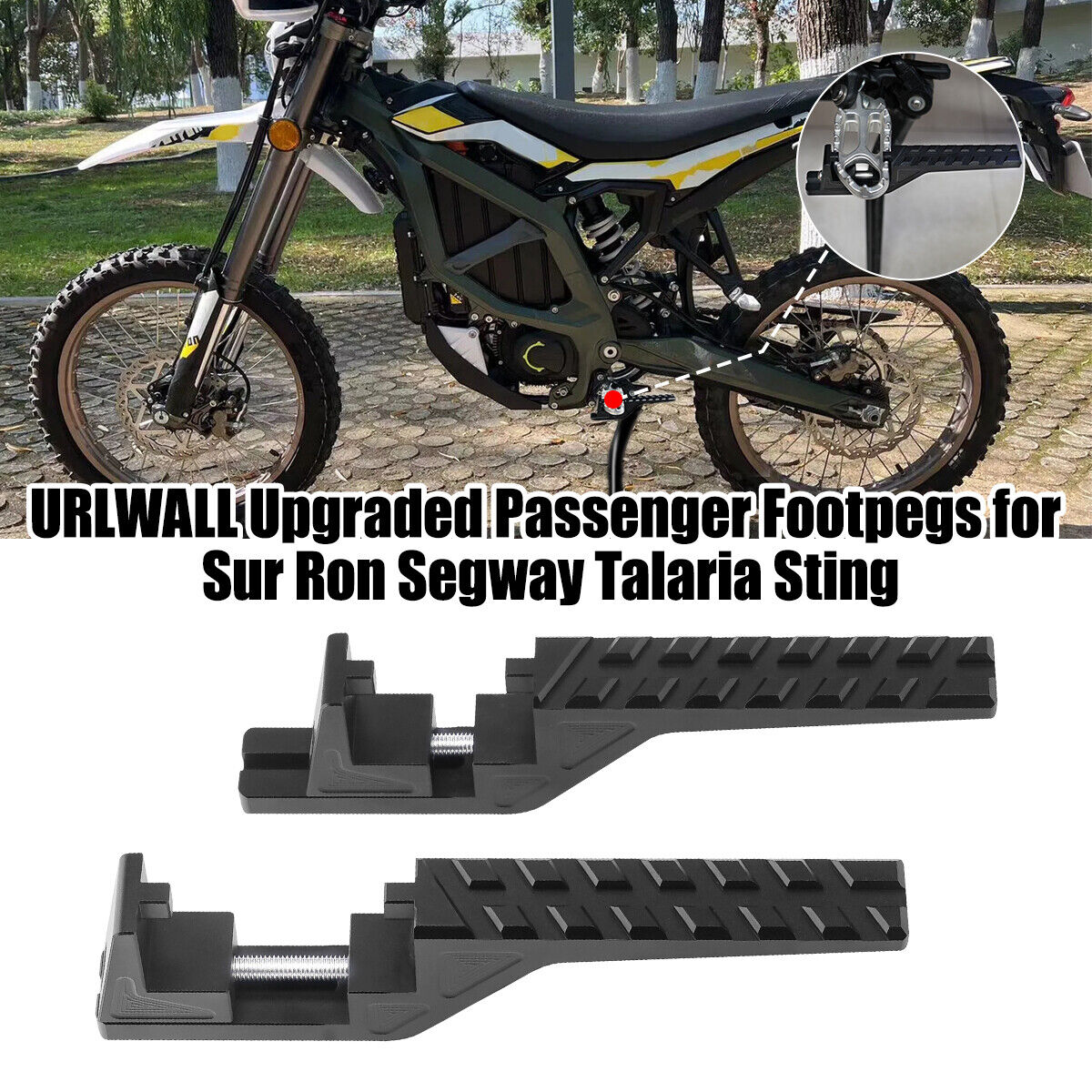 2pcs Universal Passenger Footpegs For SurRon Segway X160 X260 E-Dirt Bike Black