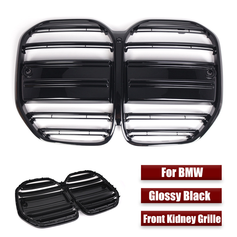 Pair Glossy Black ABS Car Front Kidney Grille For BMW 4 Series G22 G23 M4 21-23