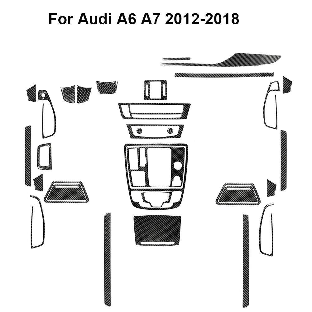 32Pcs Carbon Fiber Interior Full Kit Cover Trim Sticker For Audi A6 A7 2012-2018