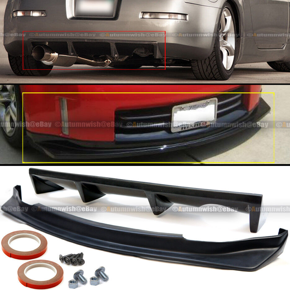 For 06-09 350z Unpainted NS N Style Front & Rear Bumper Lip Diffuser Body Kit
