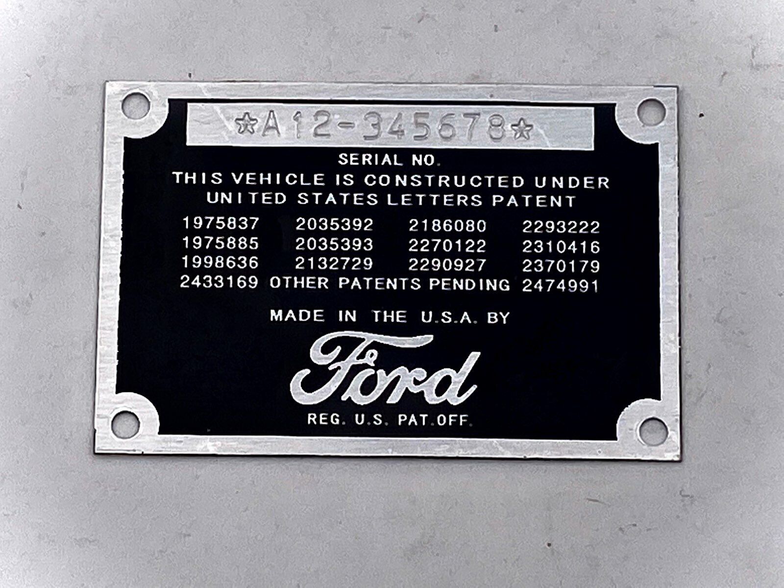Stamped Ford Model A data plate  1928 1929 1930 1931