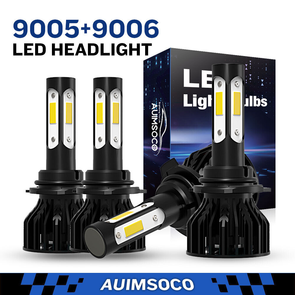4Pcs Luces Fuertes Para Auto Coche Luz Carro Bulbs 9005+9006 LED SUPER Blanco