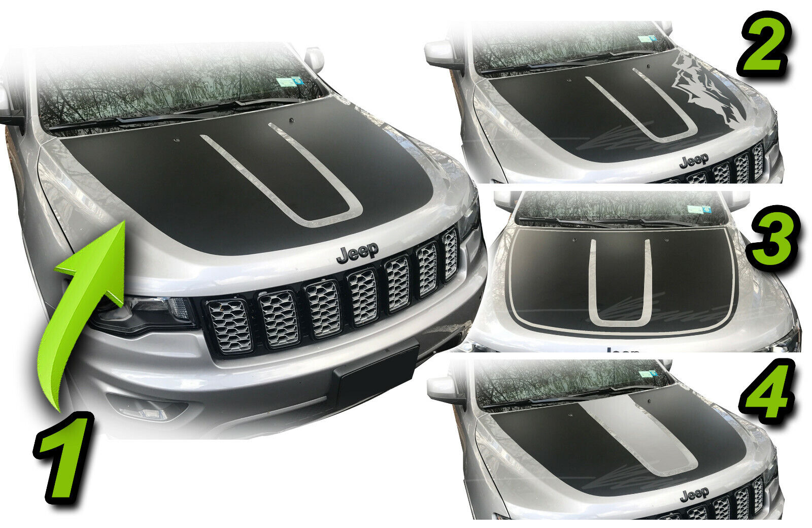 Hood Blackout Decal Racing Stripes Fits Jeep Grand Cherokee 2011-2020 Trailhawk