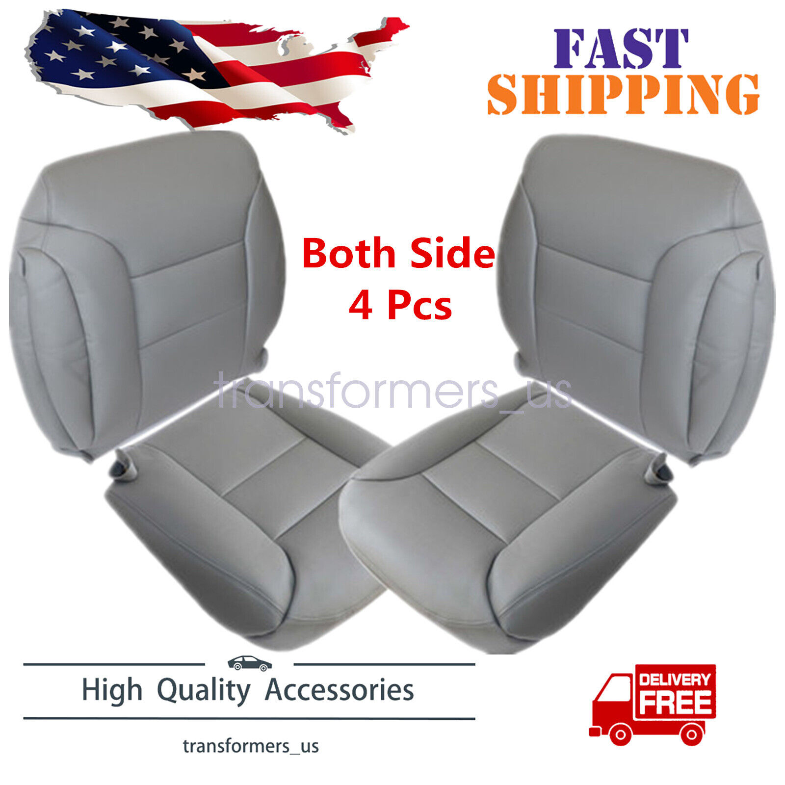 For 1995 1996 1997 1998 1999 Chevy Tahoe Suburban Leather Seat Covers Gray