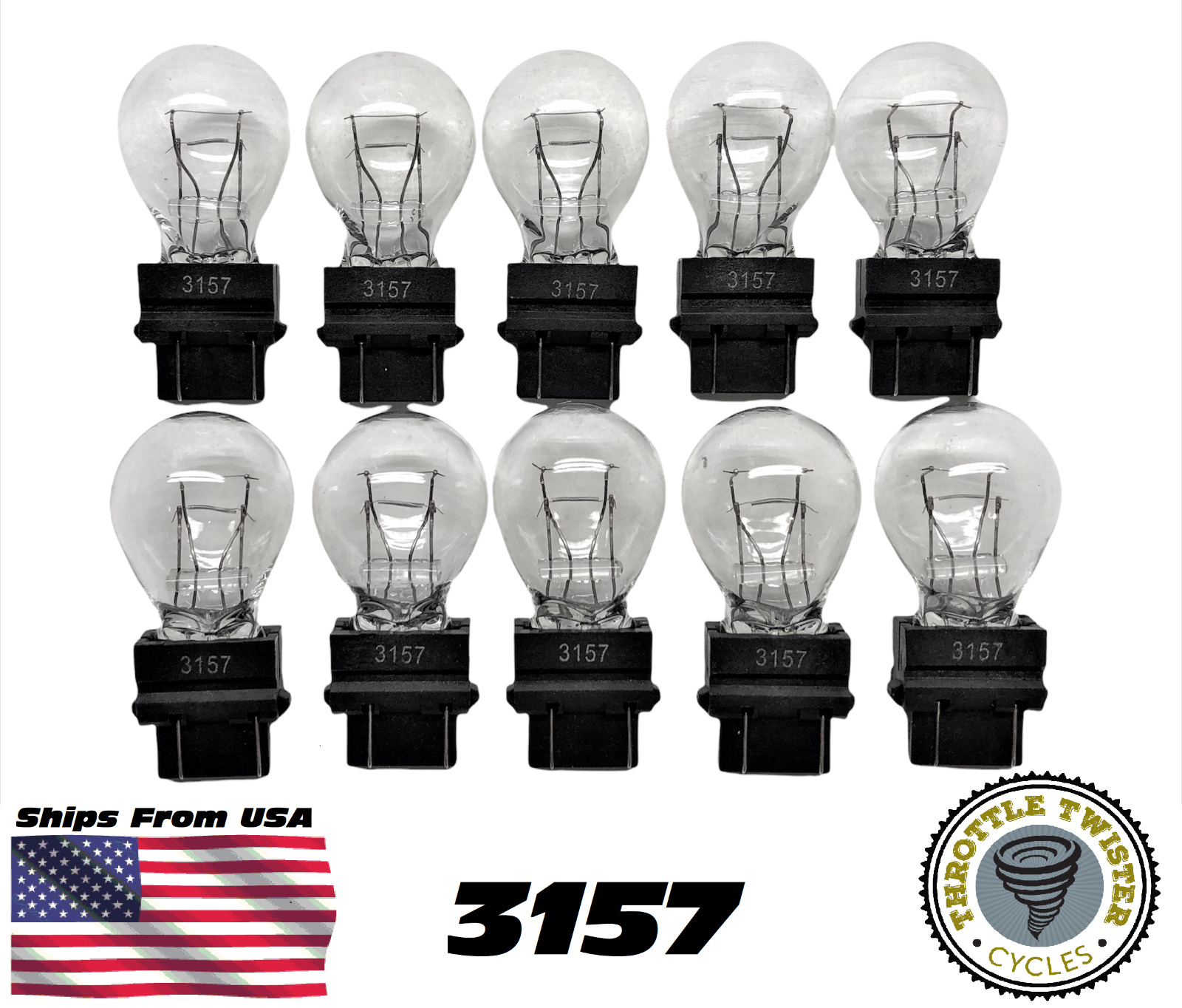 10 Pack 3157 Clear White Tail Signal Brake Light Bulb Lamp - FAST USA Shipping