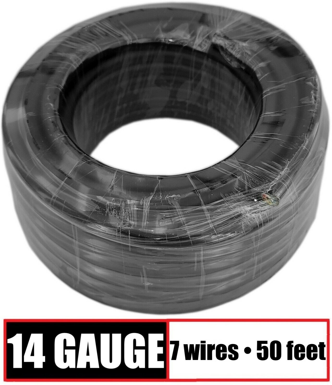 14 Gauge 7 Way Conductor RV Trailer Wire Cable Wiring Insulated - 50 Feet 14/7