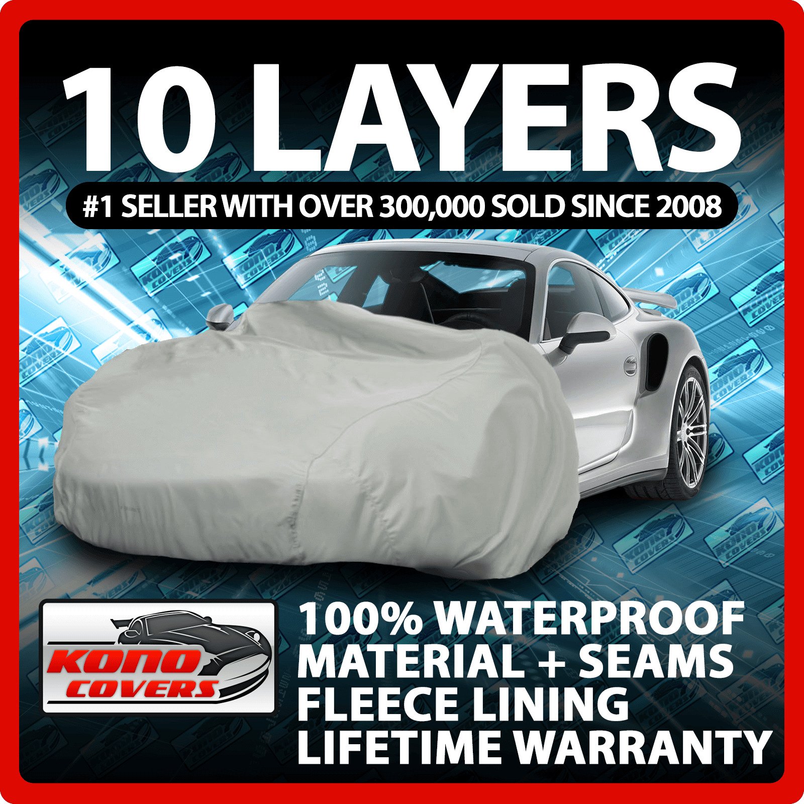 10 Layer Car Cover Indoor Outdoor Waterproof Breathable Layers Fleece Lining 244