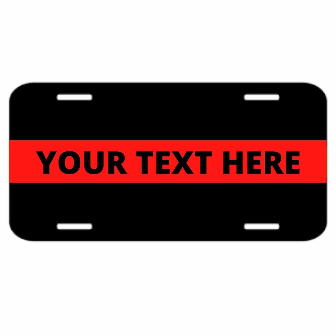 Reflective Custom Personalized Thin Red Line Plate Tag