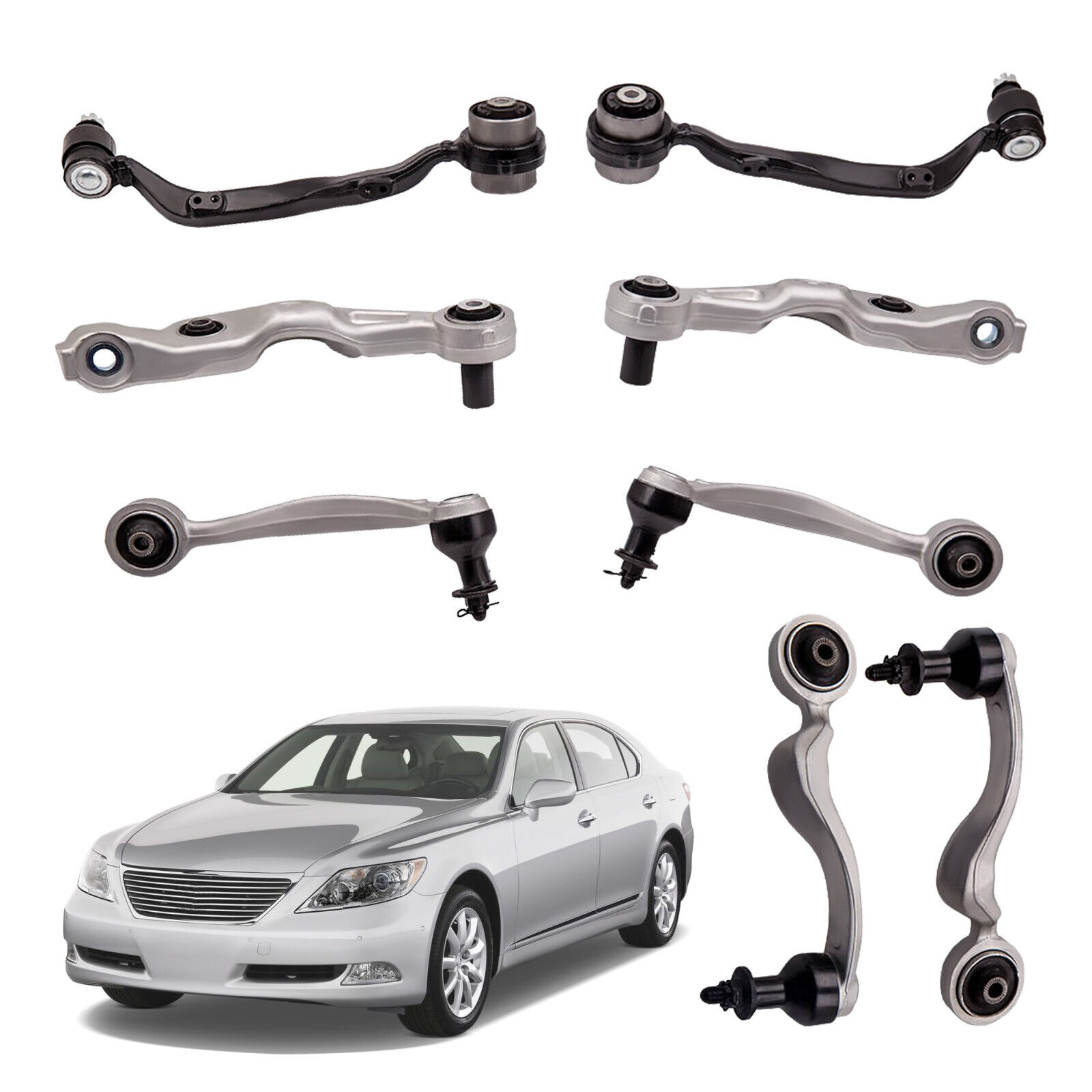 8x For 2007-2017 Lexus LS460 RWD Suspension Front Upper & Lower Control Arm Kit