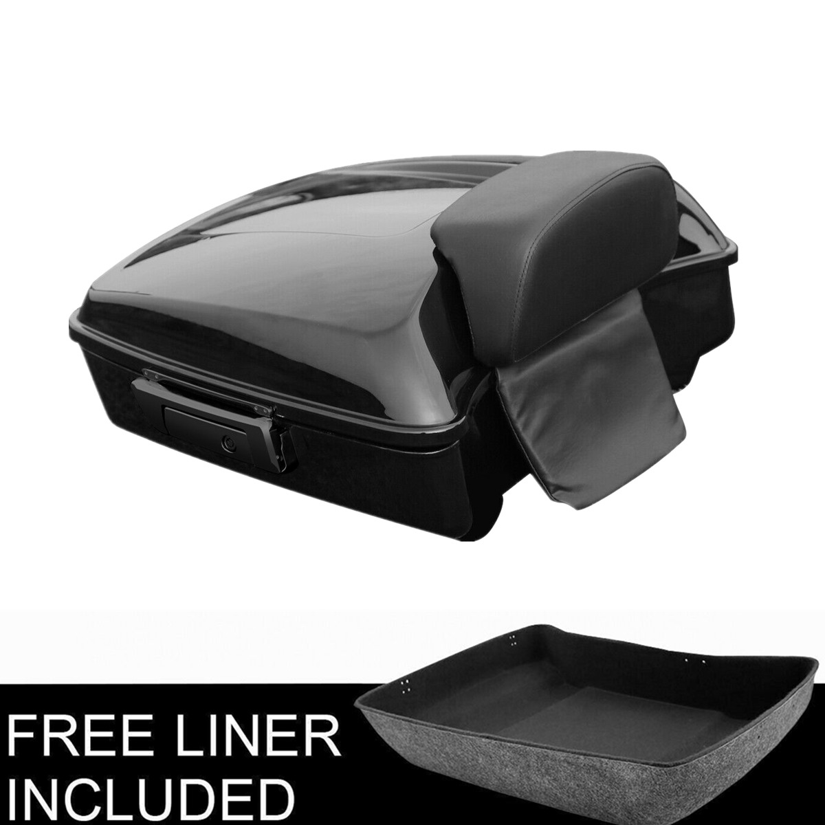 Chopped Pack Trunk + Backrest Pad Fit For Harley Davidson Tour Pak Touring 14-23
