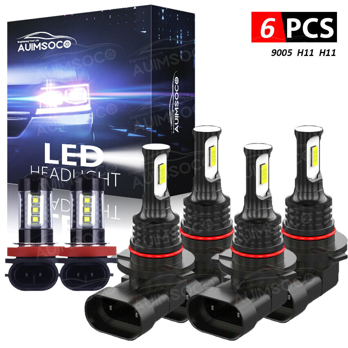 For Toyota Camry 2007- 2014 LED Headlight High/Low Beam+ Fog Light Bulbs Kit A++
