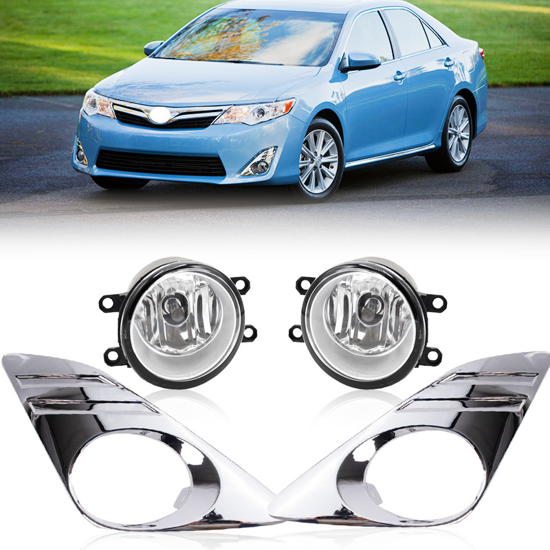 Clear Driving Fog Lights Chrome Cover w/Wiring Fit 2012-2014 Toyota Camry LE/XLE