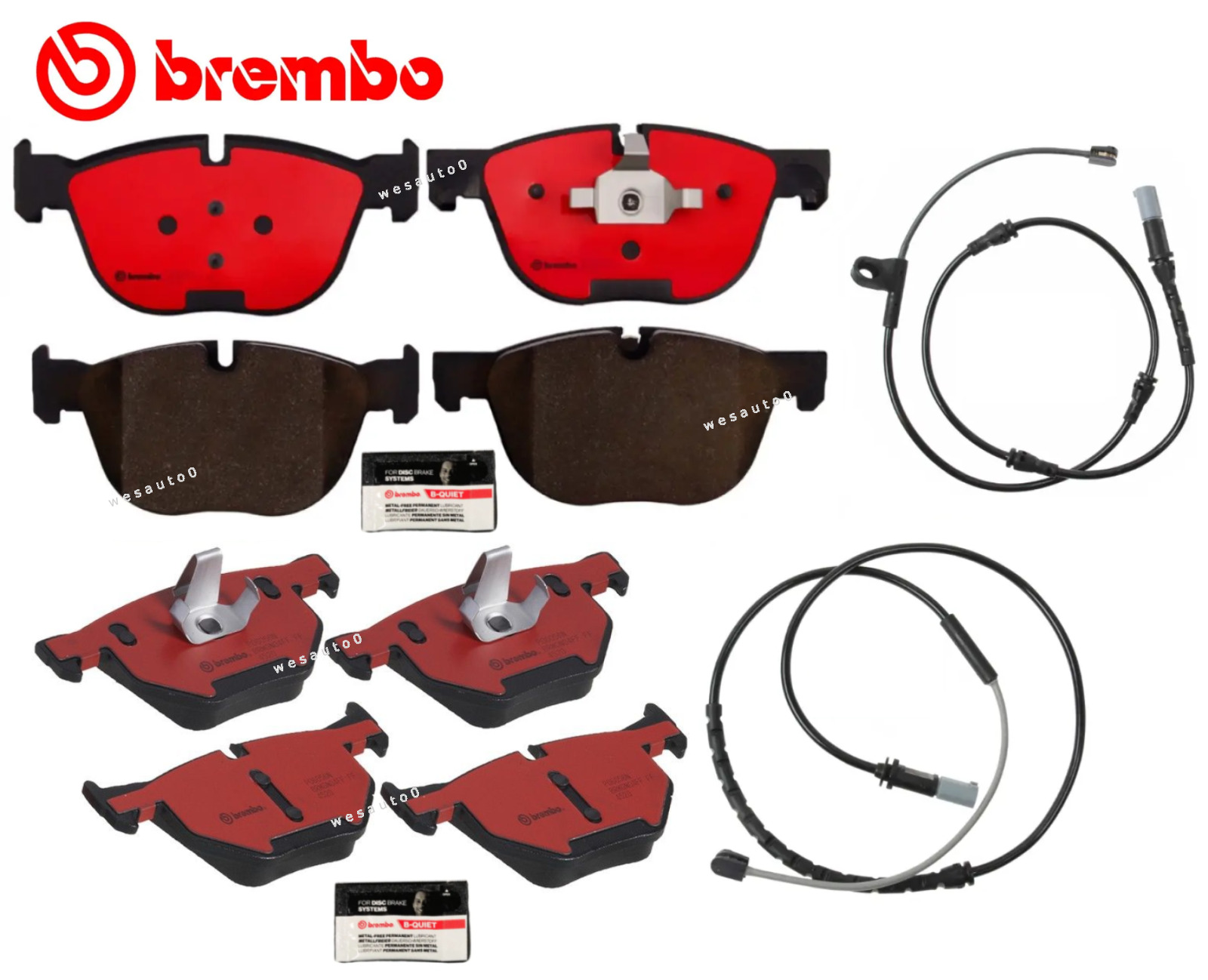 Brembo Front Brake Pads & Rear Brake Pad Set Ceramic + Sensor OES for BMW X5 X6