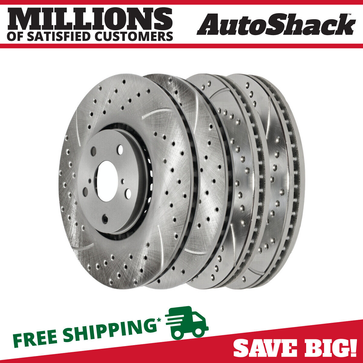 Front and Rear Drilled Slotted Brake Rotors Silver Set of 4 for Lexus IS350 3.5L