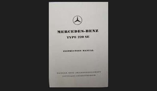 1959 Mercedes Benz 220SE Pontoon Owner Operator Instruction Manual