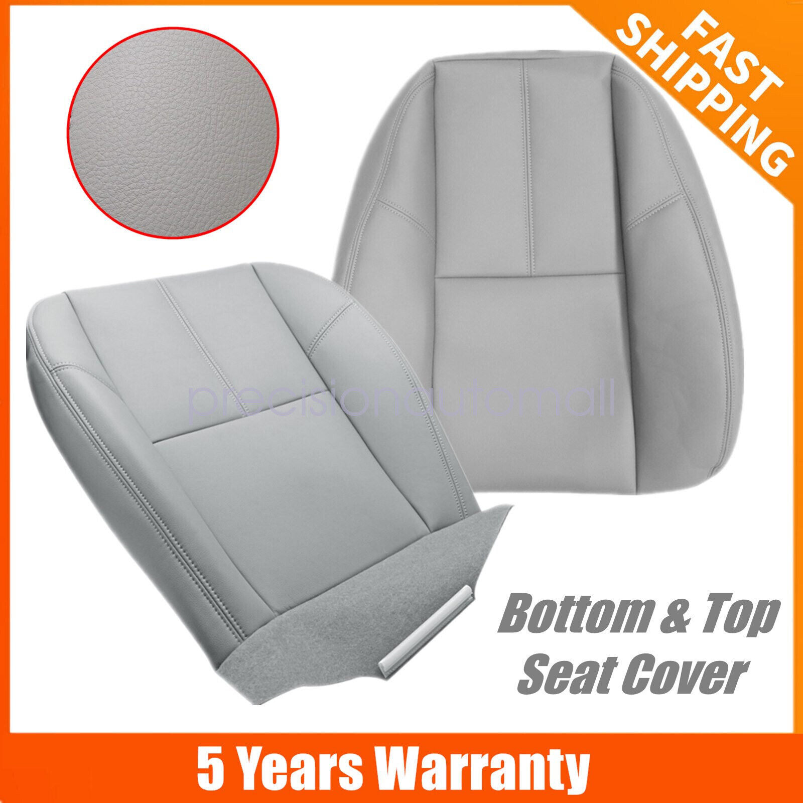 For 2007-14 GMC Sierra Yukon 1500 Driver Leather Seat Cover Bottom-Top Gray 833