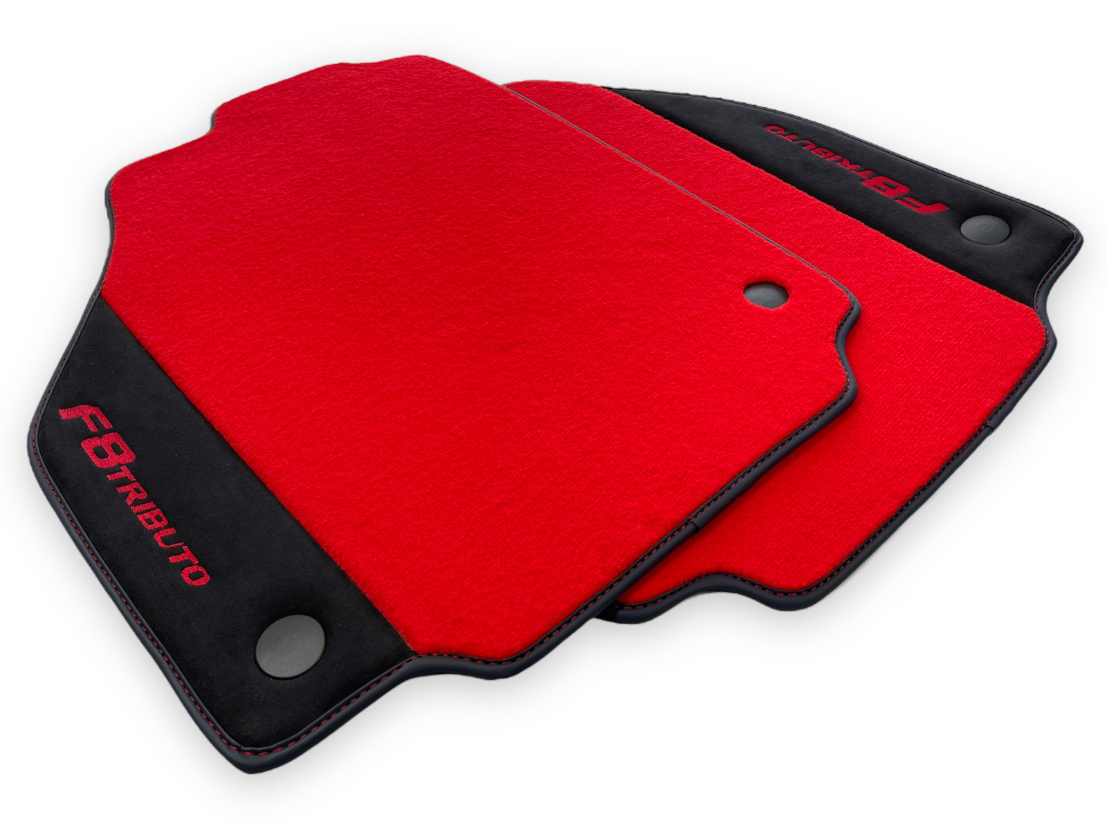 Floor Mats For Ferrari F8 Tributo Red  With Alcantara Leather Tailored Carpets