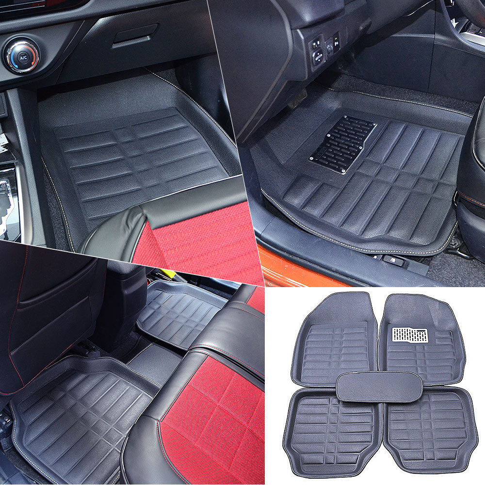 US Black 5pc Floor Mats All-Weather Universal 5 Seats Car FloorLiner Carpets Set