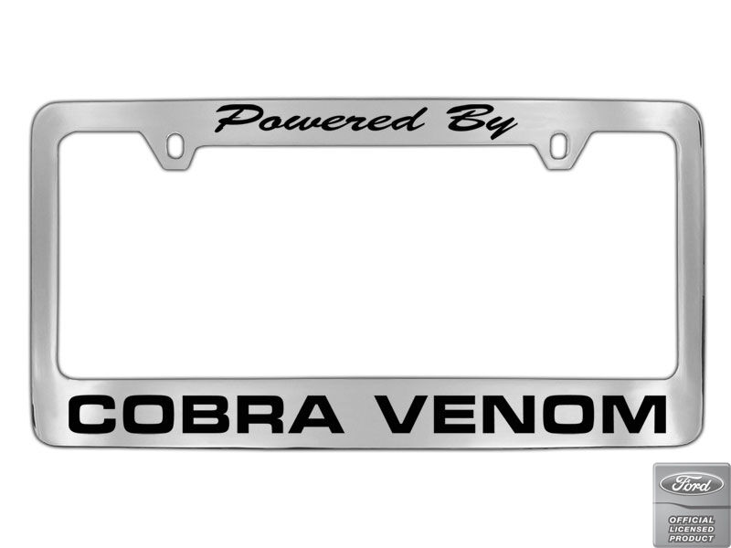 Ford Powered By Cobra Venom Chrome Plated Metal License Plate Frame Holder