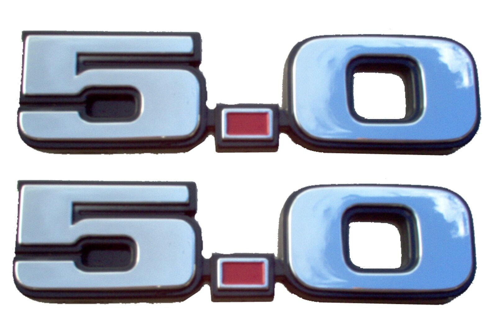 1979-1993 MUSTANG 5.0 CHROME EMBLEM SET OF TWO