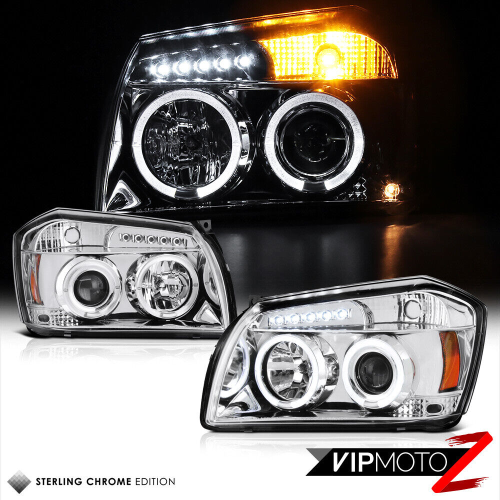 For 05-07 Dodge MAGNUM Left+Right Chrome Pair Halo LED Projector Headlight Lamp
