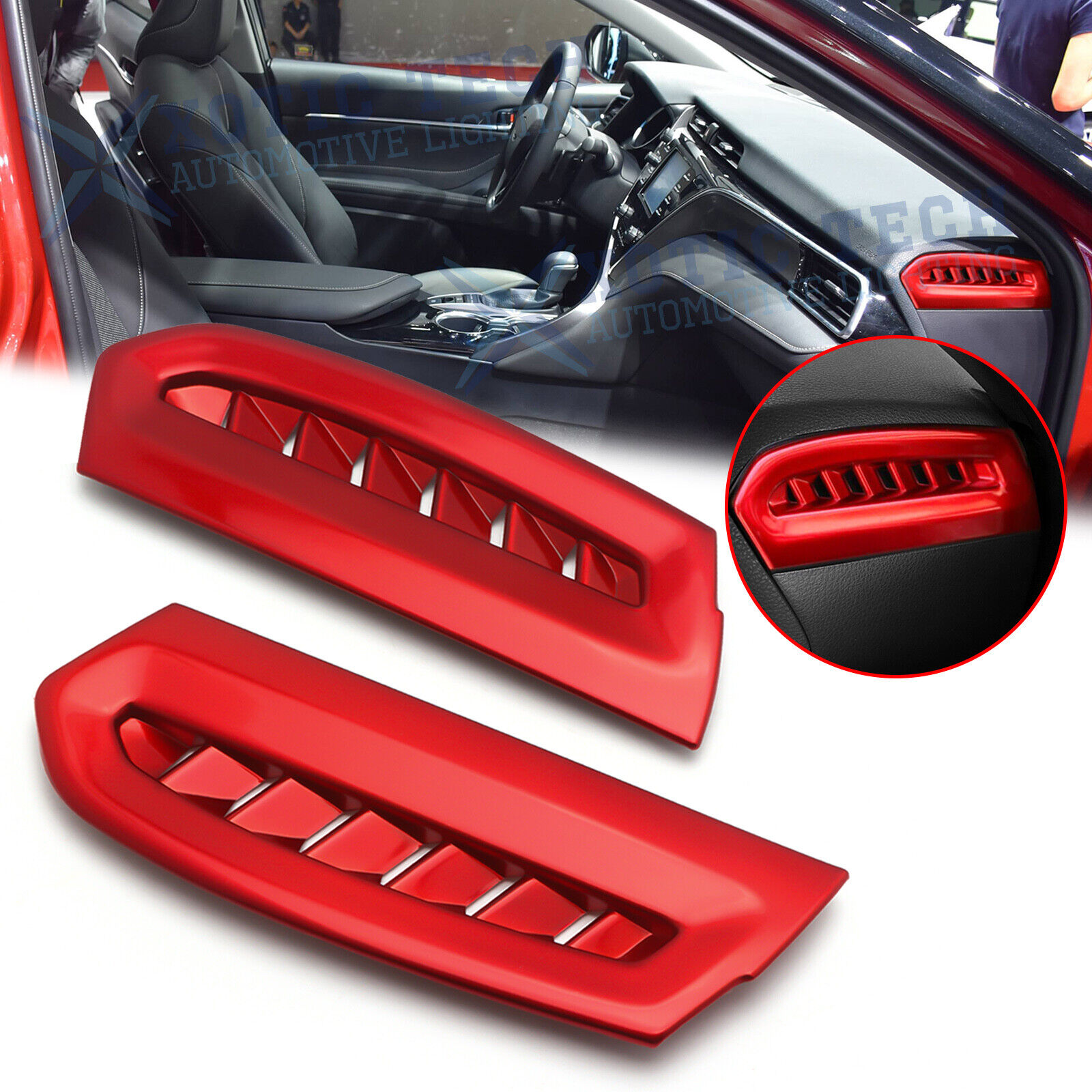 ABS Red Side Console AC Air Vent Outlet Cover Trims For Toyota Camry 2018-2020
