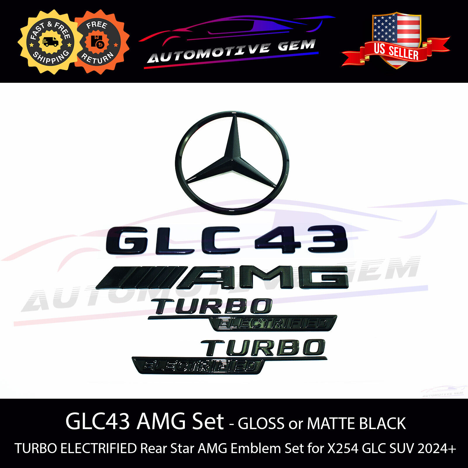 GLC43 SUV AMG TURBO ELECTRIFIED Rear Star Emblem BLACK Combo Mercedes X254 2024+
