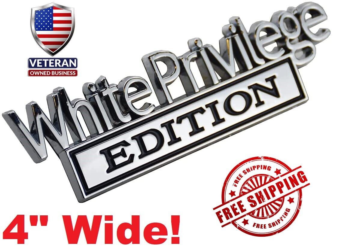 CHROME&BLACK White Privilege Card Edition METAL Badge Emblem Car Sticker Decal