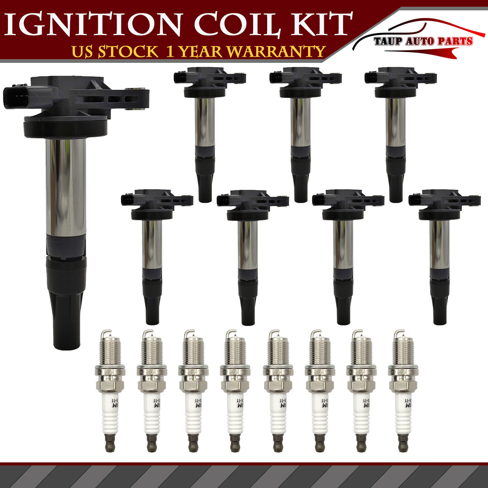 8x Ignition Coil & 8x Spark Plug for Jaguar XJ8 XK8 S-Type 4.2L AJ810445