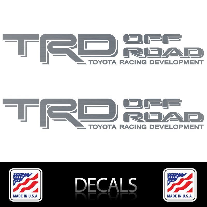 (2) TRD OFF ROAD Decals Stickers Matte Silver Vinyl Toyota Tacoma Tundra 4Runner