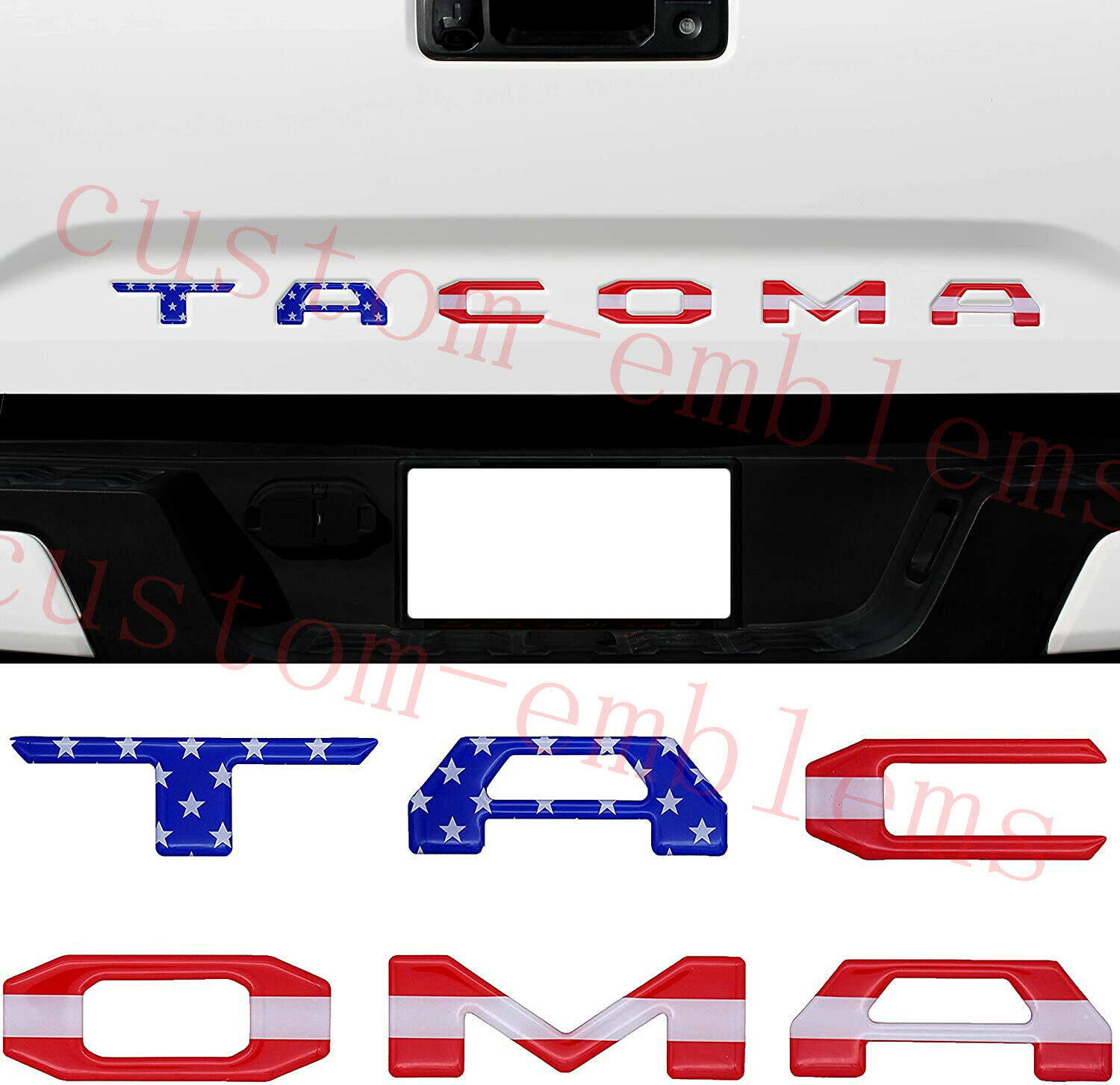 Tailgate Insert Tailgate Letters fits 2016-2020 Toyota Tacoma (US Flag)