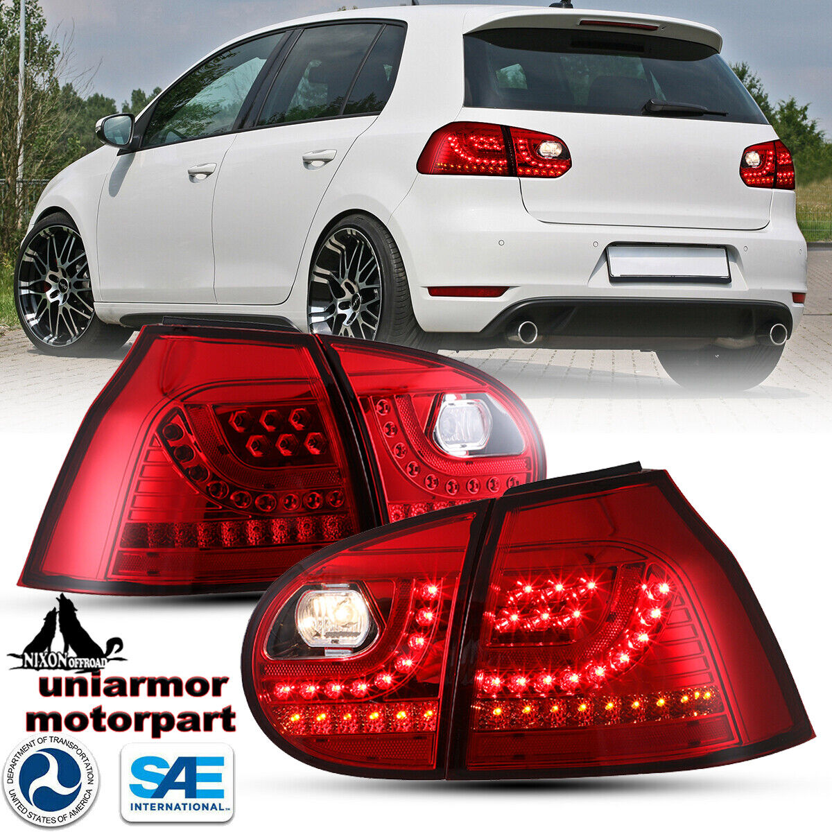 For 06-09 Volkswagen VW MK5 Golf 5 GTI Rabbit LED Tail Lights Rear Lamps Chrome