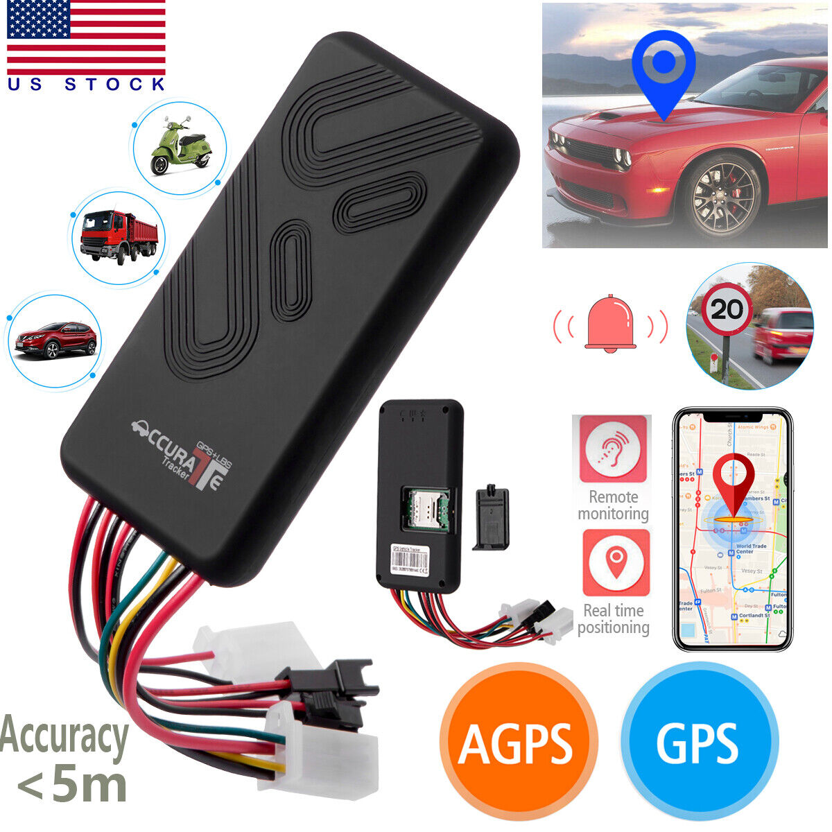 Car GPS Tracker GSM SIM GPRS Real Time Tracking Device Locator for Truck Vehicle