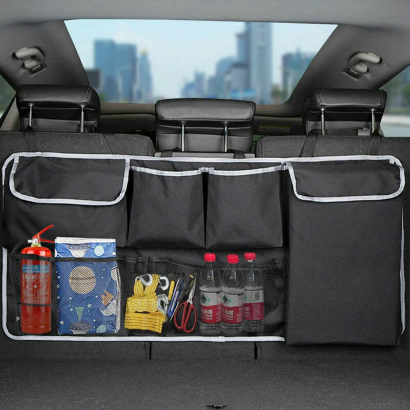 Car Trunk Organizer Rear Seat Storage Bag Holder Mesh Net Pocket Accessories