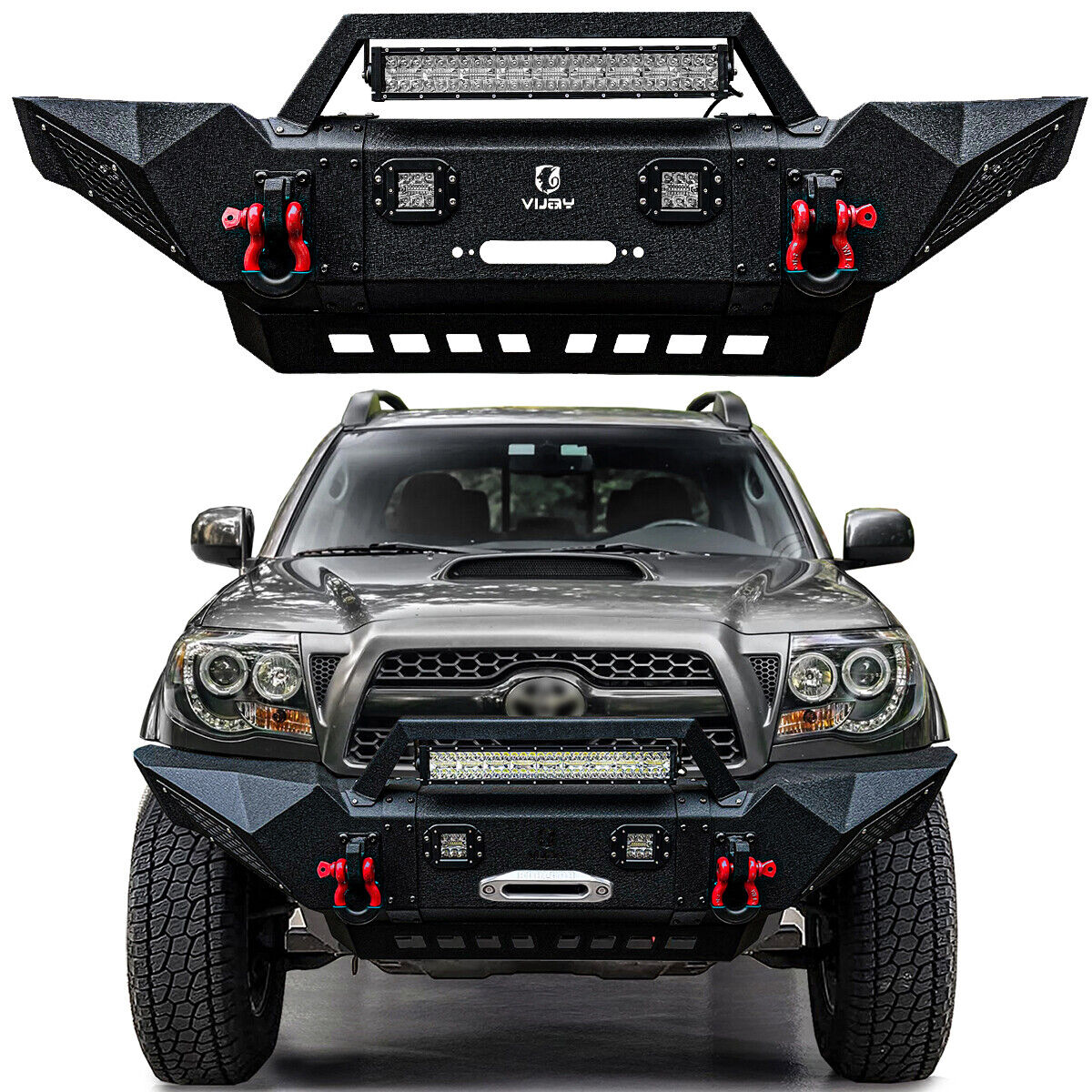 Tacoma Textured Black Front or Rear Bumper with LED Lights for 2005-2015 Tacoma