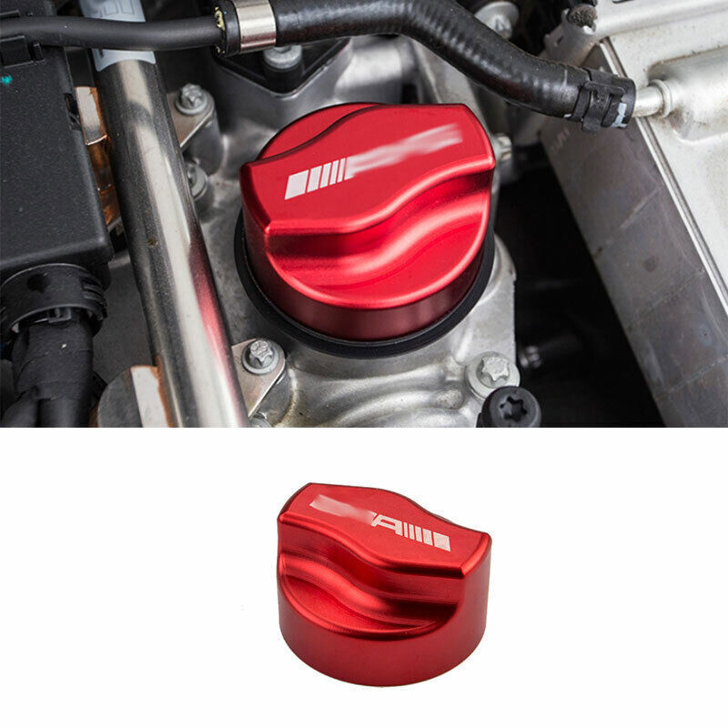 Red Aluminum Outside Engine oil Cap Cover Trim 1PCS For Benz C-Class 2015-2021