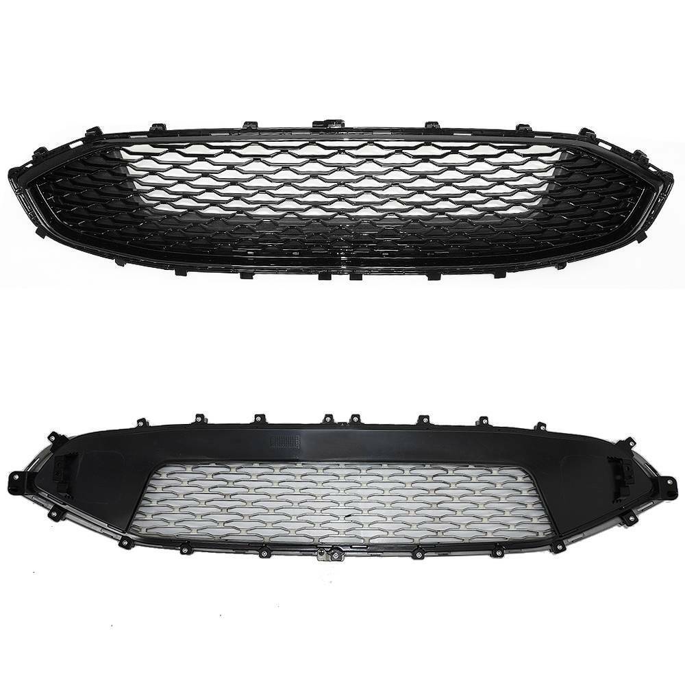 Fits For 2019 2020 Ford Fusion Front Upper Bumper Grille Grill Glossy Black Mesh