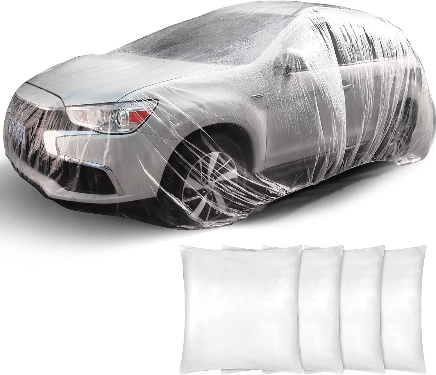 1/2/5pc Clear Plastic Temporary Universal Disposable Car Cover Rain Dust Garage