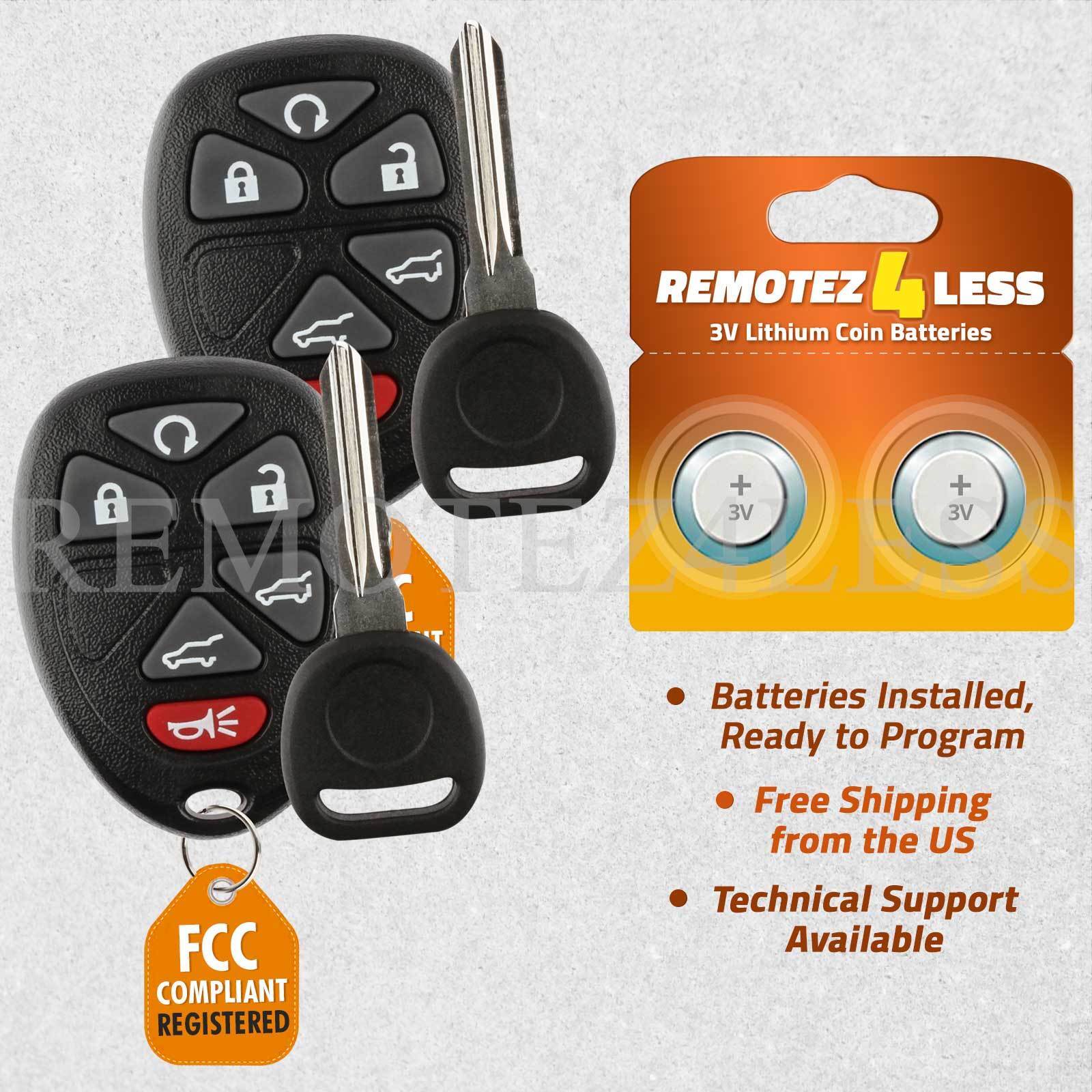 2 New Replacement Keyless Remote Car Fob for 15913427 + Circle Plus Keys n Clips