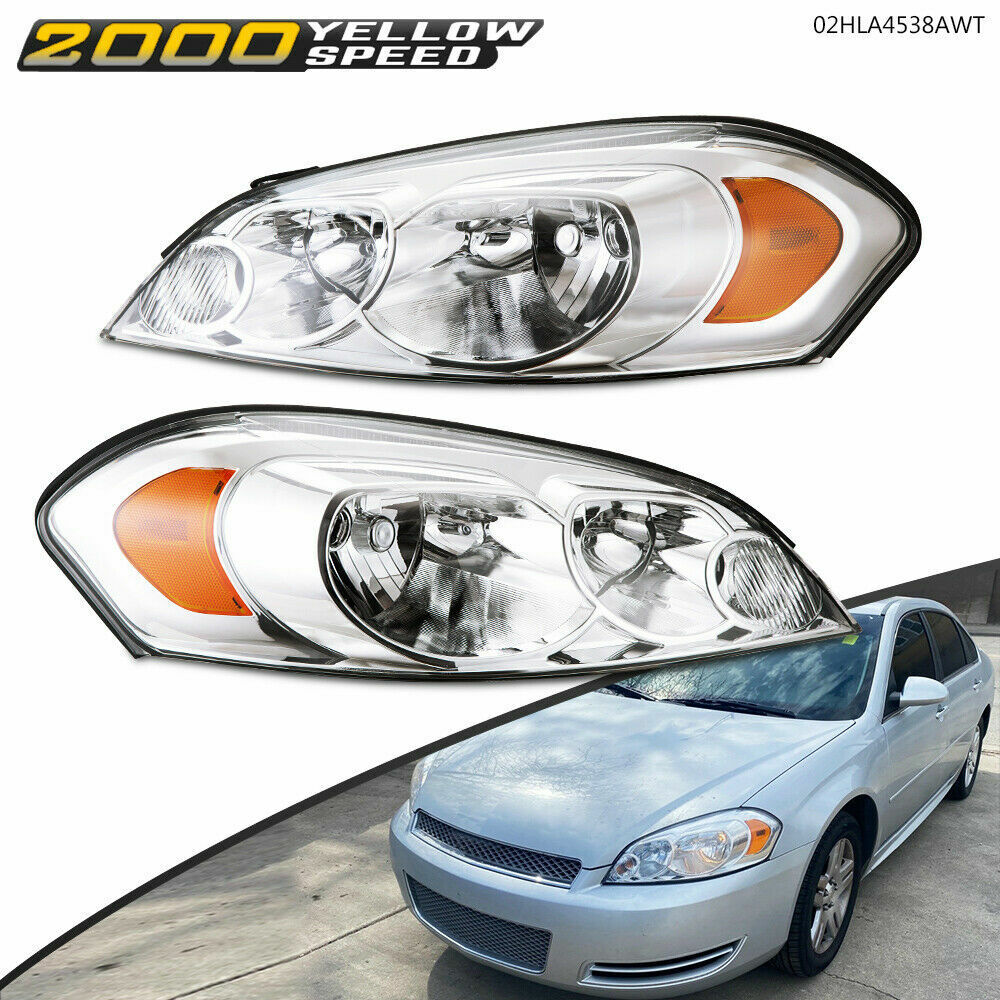 Fit For Chevy 06-13 Impala 06-07 Monte Carlo Chrome Amber Corner Headlights Pair